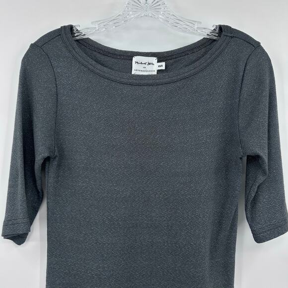 Michael Stars Anthropologie Gray 3/4 Sleeve Top Round Neck Classic Womens XS/S - Picture 4 of 10